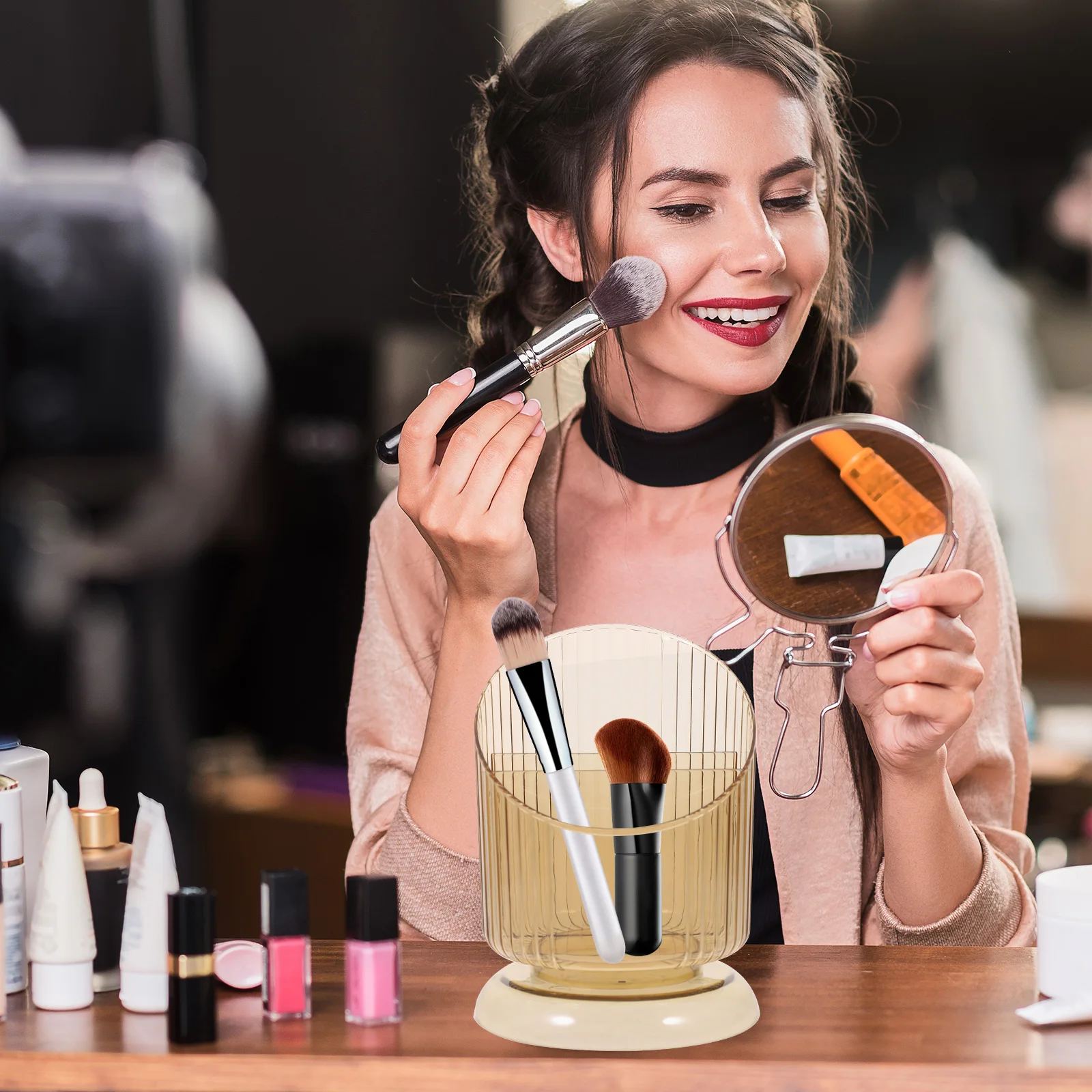 

Makeup Brush Storage Container Home Holder Cup for Brushes Pencil Make-up Organizer Holders Work Desk Table Grid Organiser