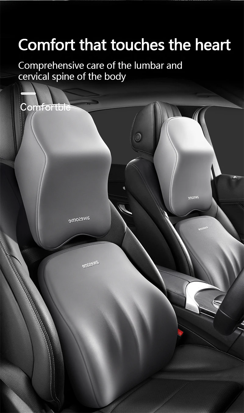 Auto Lendenwirbel Rückenstütze Kopfstütze Nackenkissen Memory Foam Lendenkissen Universal Weiche Nackenkissen Kissen Autositzkissen – Detail 11