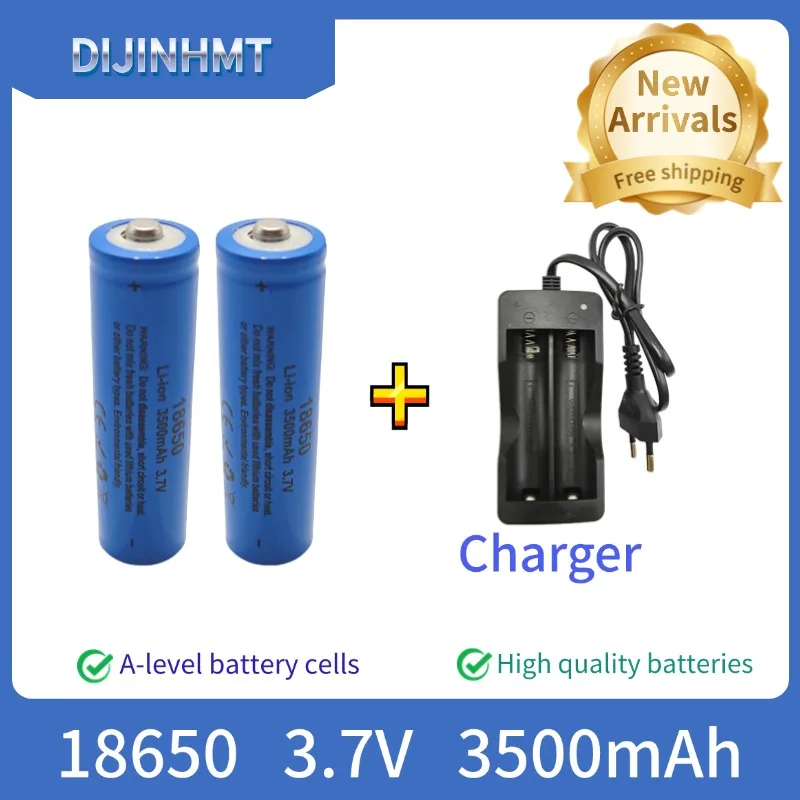 

2025 DIJINHMT Rechargeable Battery 3.7V 18650 3500mAh Capacity Li-ion Rechargeable Battery for Flashlight Torch Battery+Charger