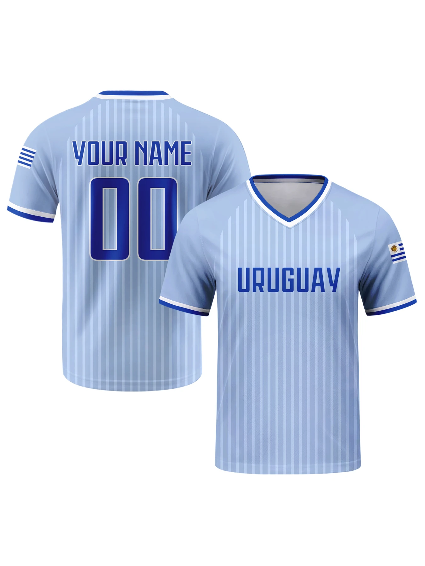 

Персонализированная футбольная форма сборной Уругвая с индивидуальным именем и номером, дышащая футболка с V-образным вырезом для мужчин, молодежи и женщин