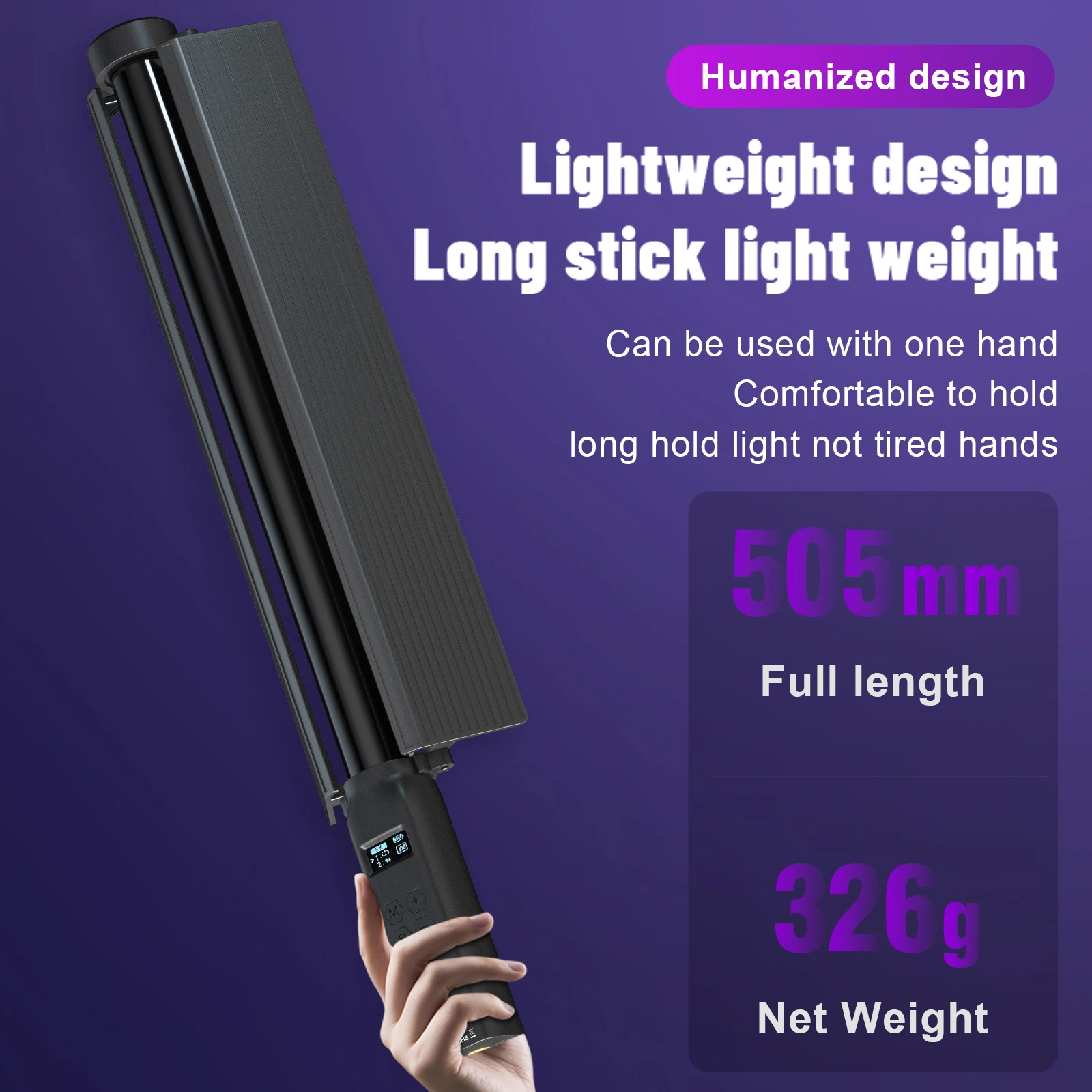 Ambitful RSL-01 RGB ハンドヘルドスティックライト 2500K-9000K LED ライトスティック照明効果 2600mAh バッテリーハンドヘルドチューブランプ