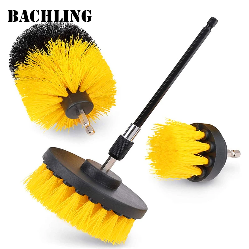 Cleaning Brush Tool Kit Set Power Scrubber Wash with Extension for Clean Car Wheel Tire Glass windows Drill Brush with Extension