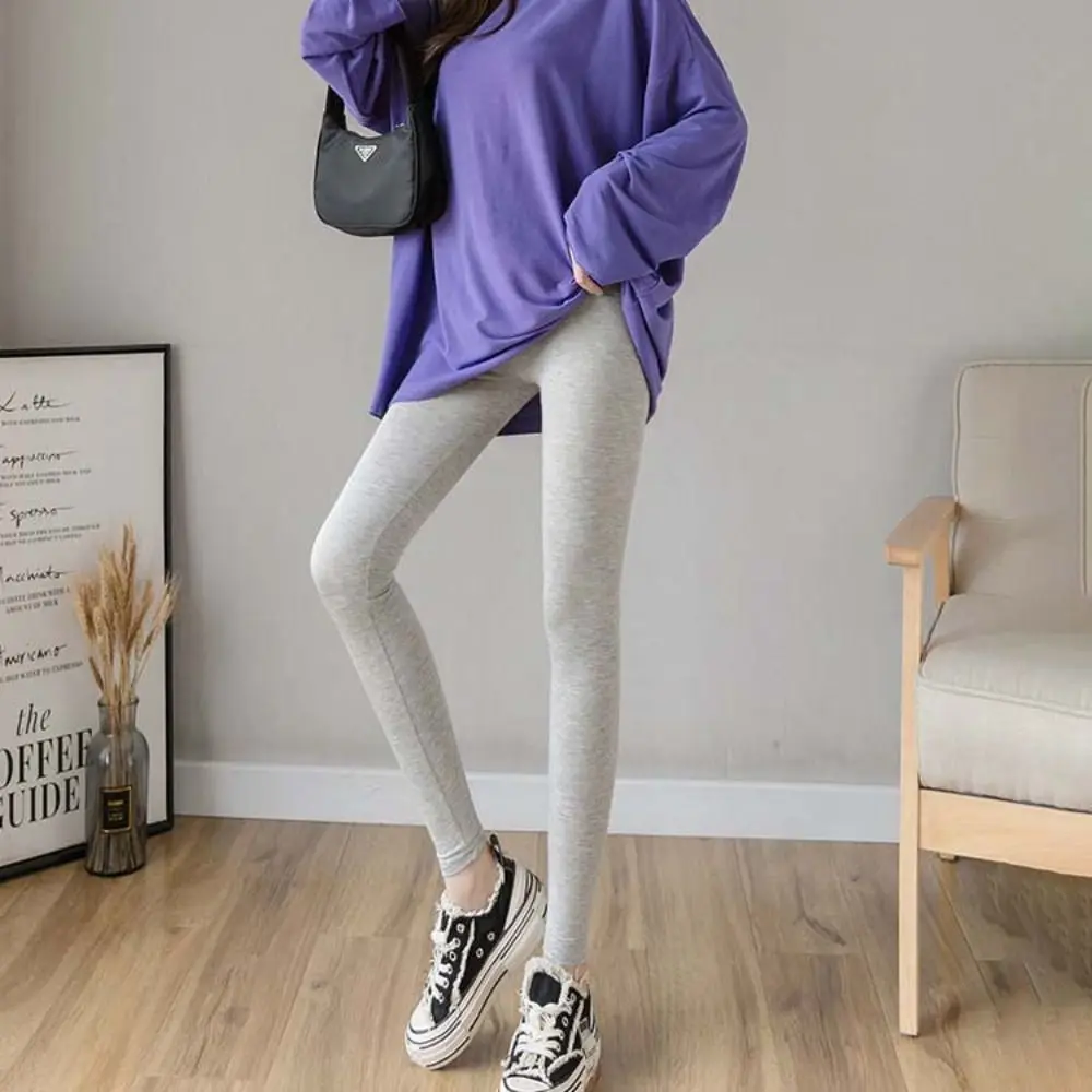 Fashion Thin Women Leggings Solid Color All Match High Waist Yoga Pants Stretch Pants Seamless Slim Stretch Cropped Pants Indoor