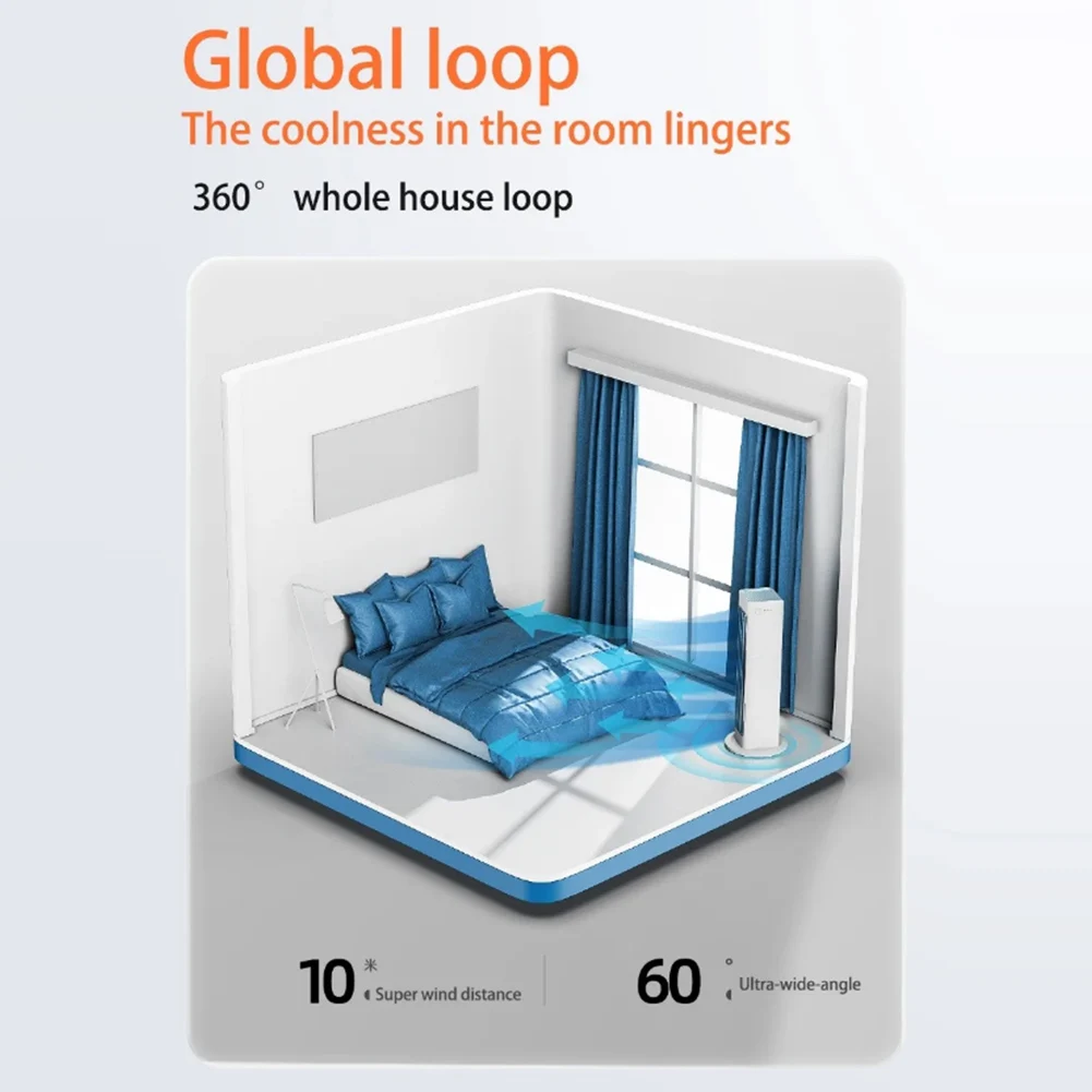 مروحة بدون أوراق تعمل بالتحكم عن بعد، مروحة تبريد صامتة، 3 أوضاع، مروحة تبريد هواء خالية من الشفرة لغرفة النوم وغرفة المعيشة والحمام