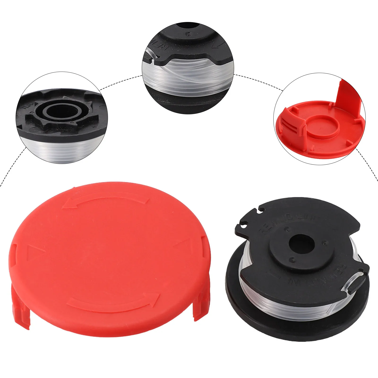 

Trimmer Cover Trimmer Spool & Line 16FT Line Length 56.8x24mm Spool Cover Plastic Material Spool Cap Replaceable Accessories