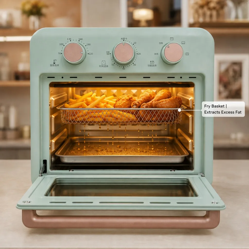 Multi air Fryer Oven 15L 1300W 2 Temperature Control  60-minute Timer CE CB Certification OEM Factory Supply CBU/SKD/CKD