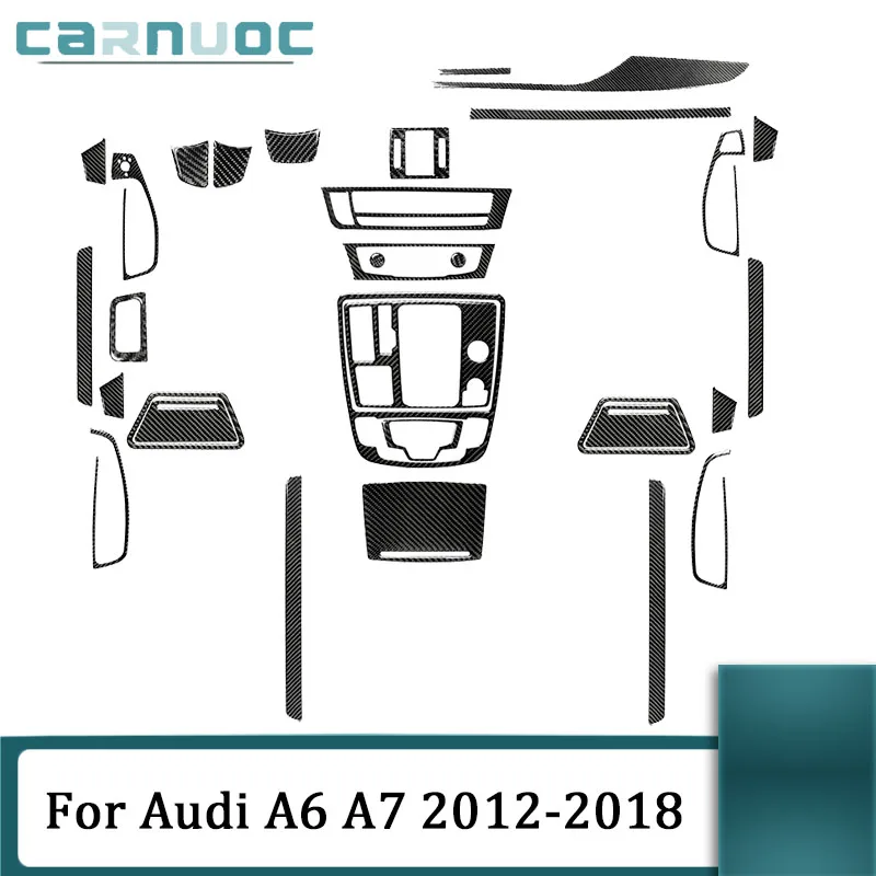 

Car Interior Decorative Accessories For Audi A6 A7 2012 2013 2014 2015 2016 2017 2018 Carbon Fiber Black Stickers Cover Trim