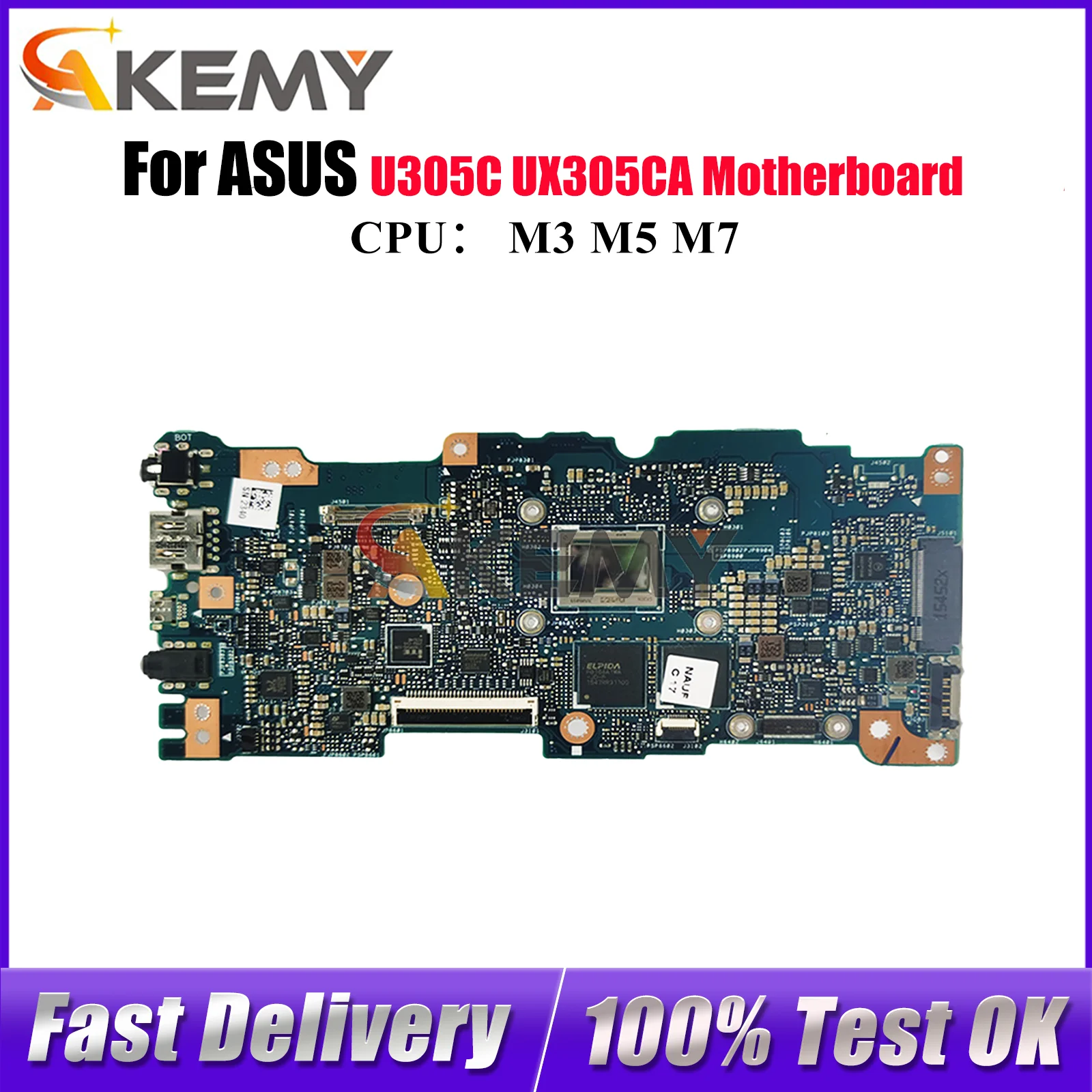 

UX305CA Laptop Motherboard For ASUS ZenBook UX305C UX305CA U305C Notebook Mainboard With M3 M5 M7 CPU 100% tests OK fast ship