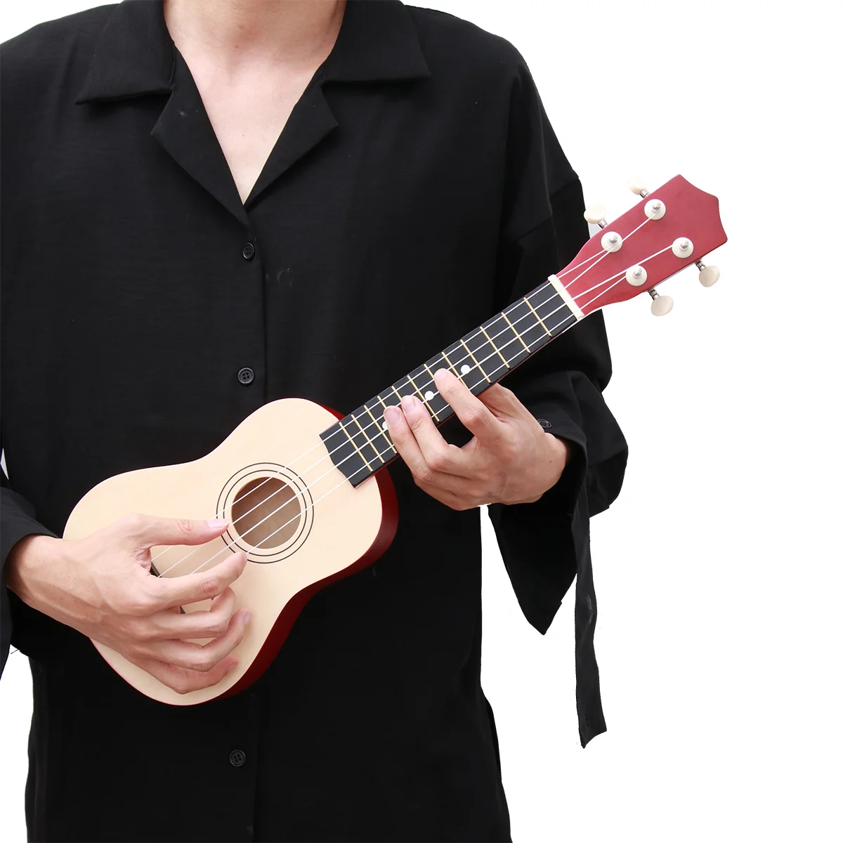 

21 Inches Ukulele Guitar Toy Wooden Ukulele Guitar Toy Funny Solid Wood Musical Instruments Model Toy Early Educational Guitar T