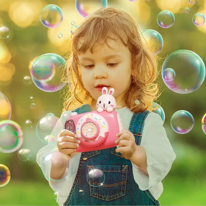 Bubble Machine Light รูปกล้องอัตโนมัติ Bubble ของเล่นการ์ตูนน่ารัก Bubble Blower แบบพกพาของเล่นเด็กสําหรับเกมกลางแจ้ง