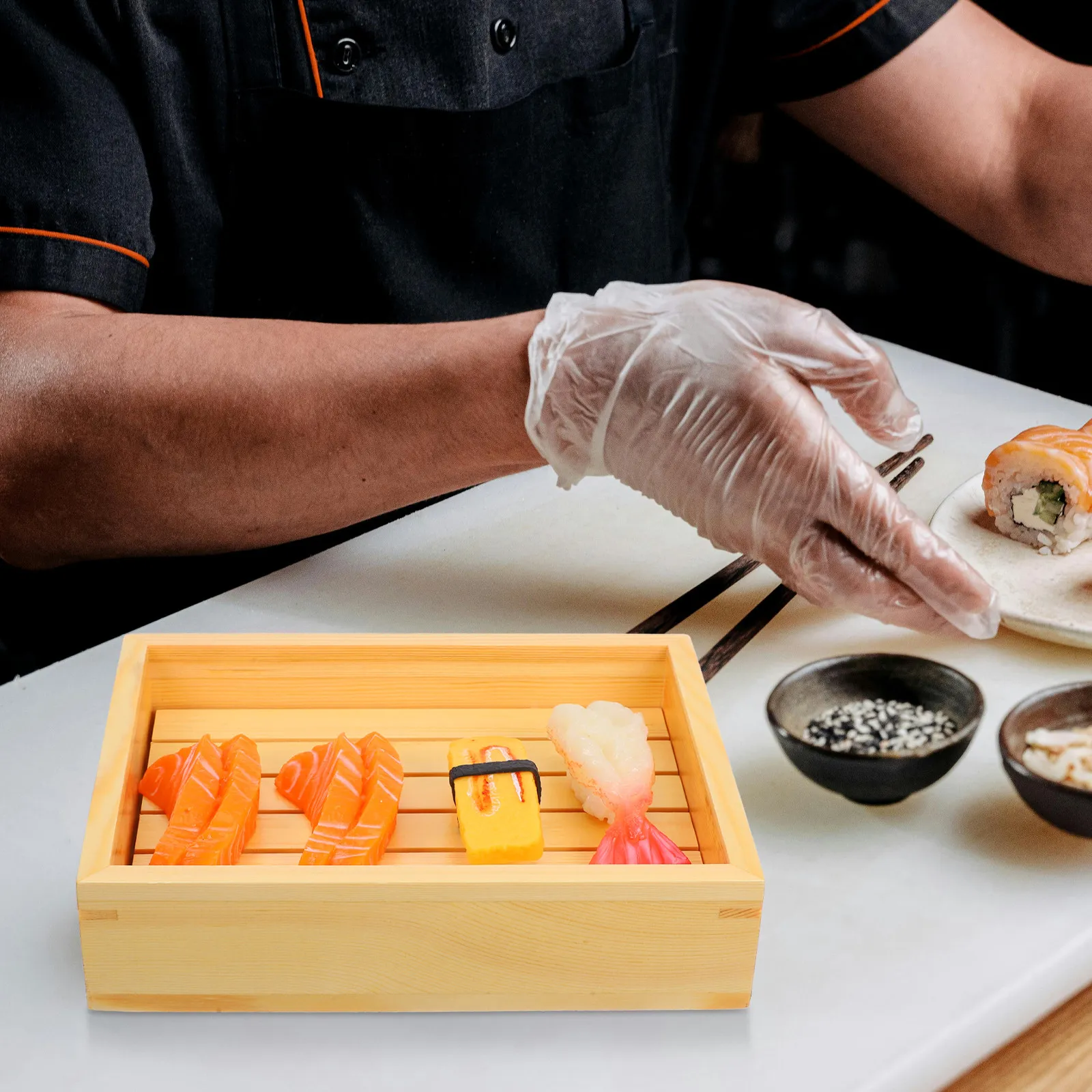 

Тарелка для подачи суши из массива дерева, многофункциональный поднос для демонстрации еды: суши, сашими, десертов, фруктов, для домашнего использования на кухне