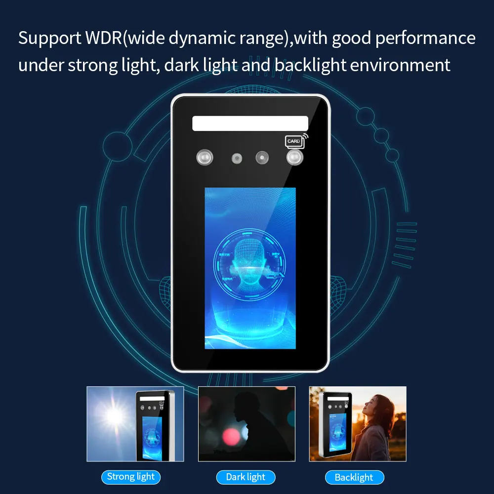 WIFI Time Record Attendance Machine Dynamic Face Recognition Door Control RFID Card Code Multi-Face Biometric Attendance System