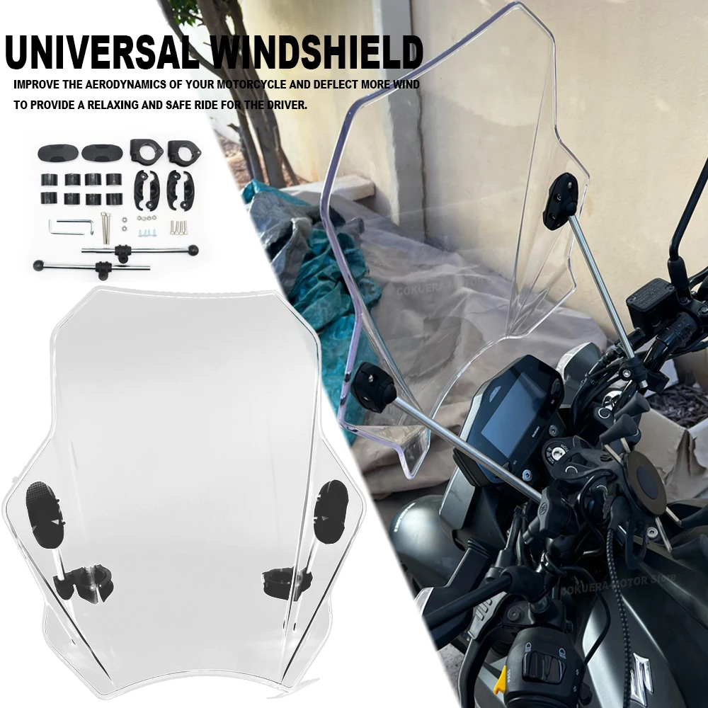 

Universal Motorcycle Windscreen Windshield Covers Screen Smoke Lens Motorbikes Deflector For YAMAHA MT125