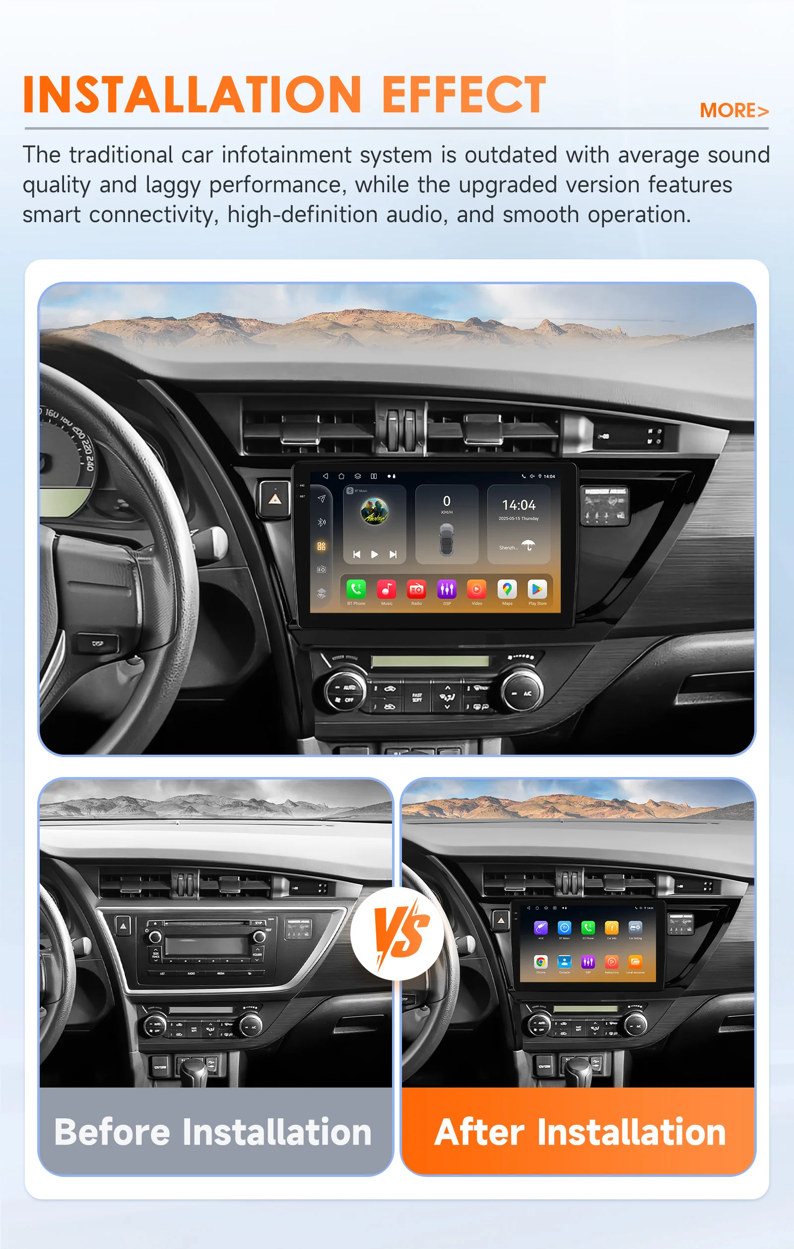 Hizpo 8Core 2Din Android Auto Multimedia GPS Player Für Toyota Corolla Auris 2013-2016 AI Carplay 4G 360Kamera durch Snapdragon6115 – Detail 5