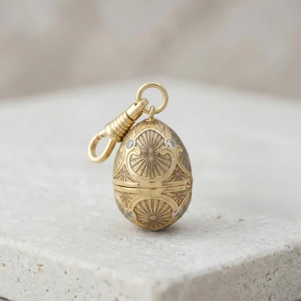 Egg Shaped Zodiac Locket Necklace Copper Material Openable Enamel Egg Pendant Thin Clavicle Chain Lightweight