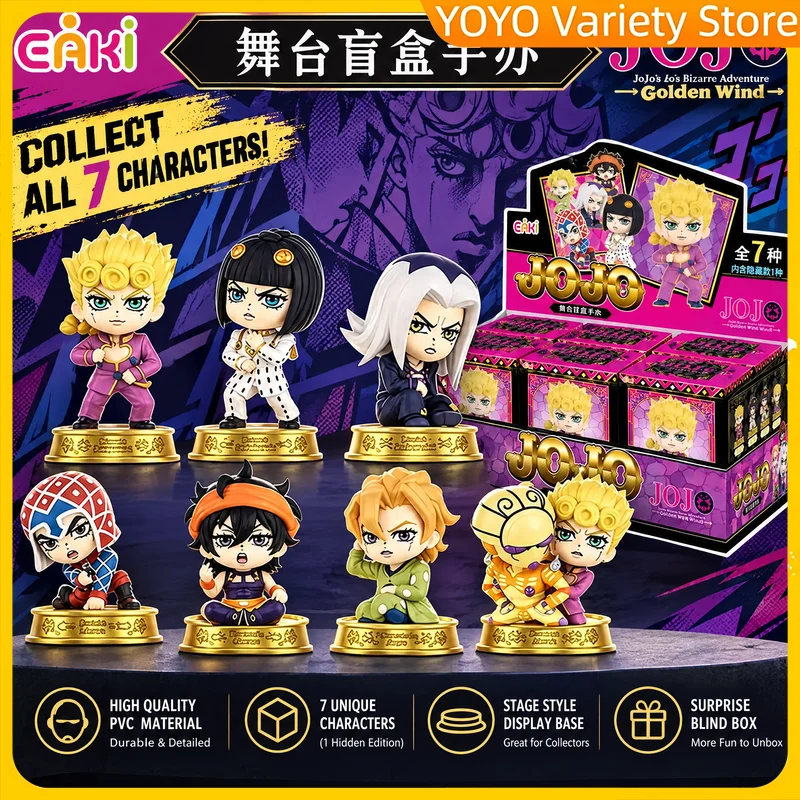 EAKI JOJO Bizarre Adventure Golden Wind Figure Blind Box Pvc Collectible Mystery Desk Decor Toy Gift For Anime Fans