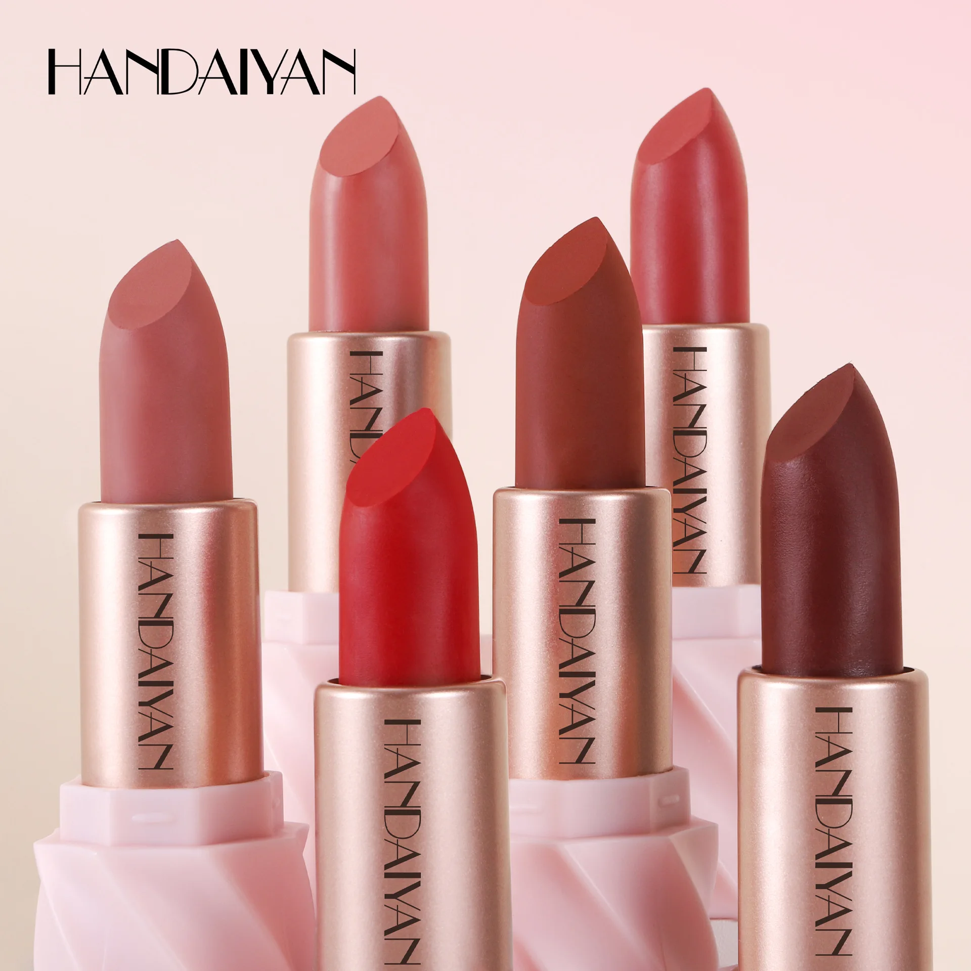 6色キュートなアイスクリームデザインの口紅、マット防水＆転写防止、高発色ナチュラルカラー、長持ちリップメイク