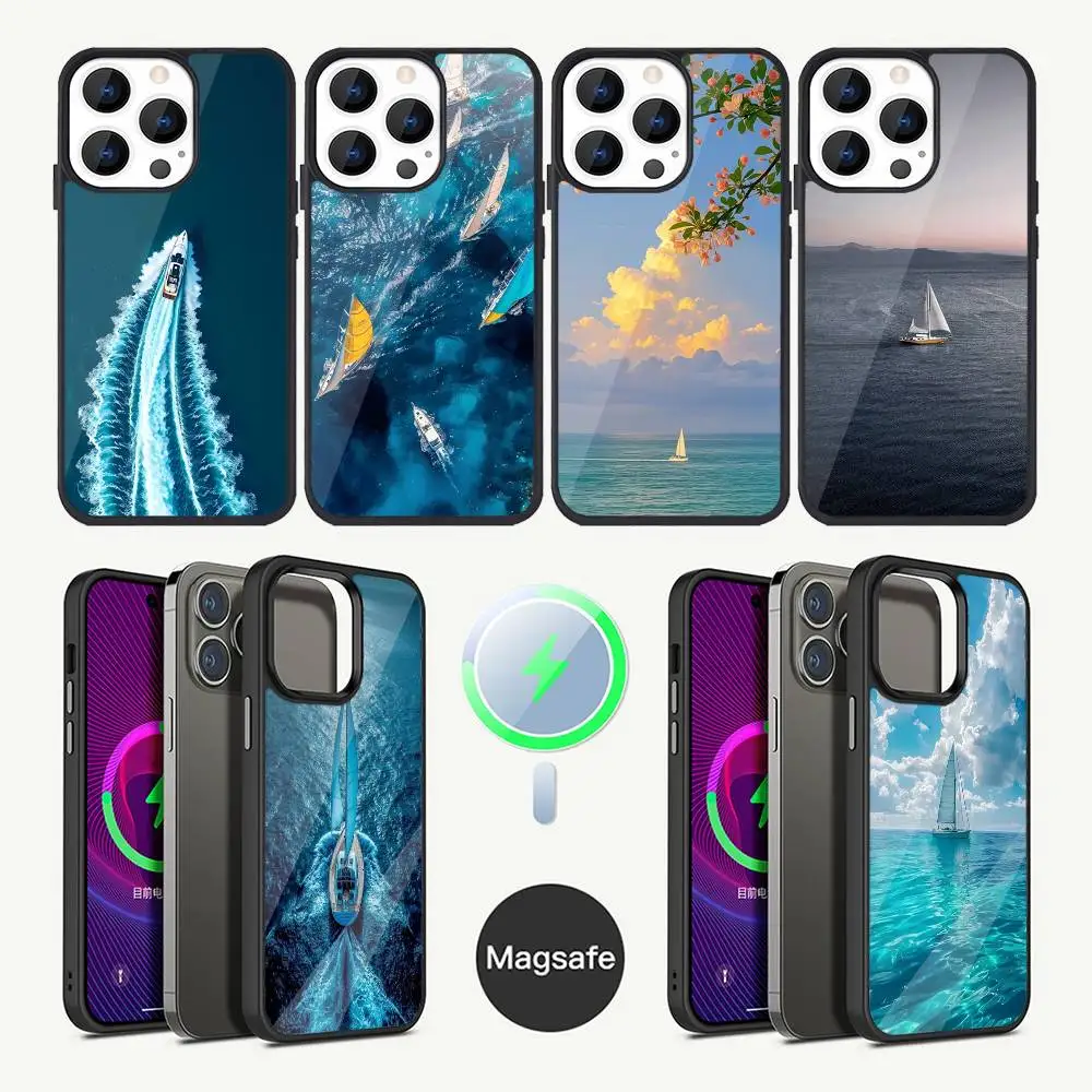 

Yacht sailing boat Phone Case For iPhone 16,15,14,13,12,11,Plus,Pro,Max Mini Magsafe Magnetic Wireless Charging
