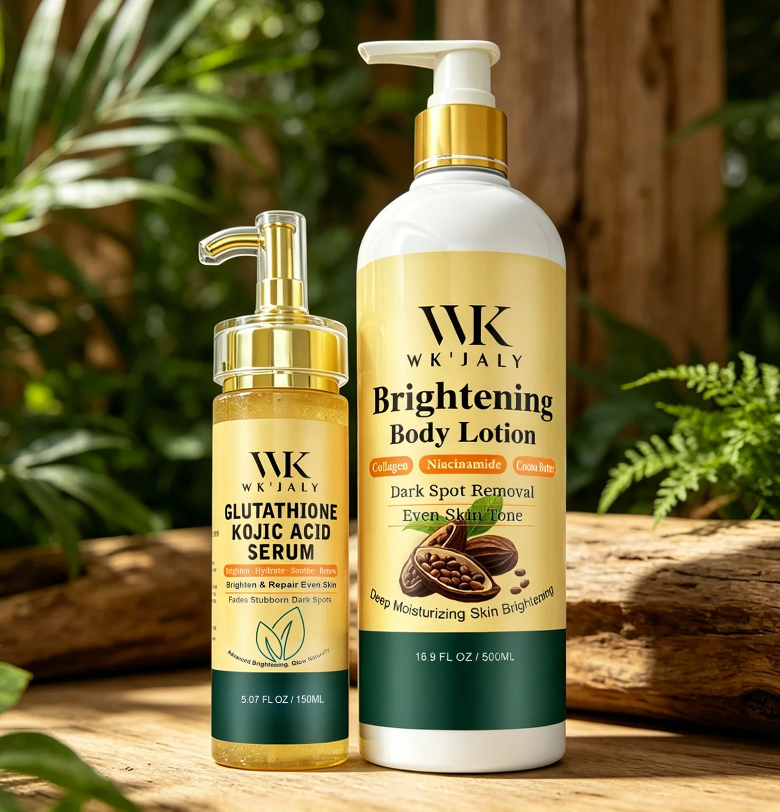 Kit de Cuidado de la Piel Aclarante WK JALY, con Loción Hidratante, Suero Blanqueador, Fórmula con Colágeno, Glutatión, Niacinamida