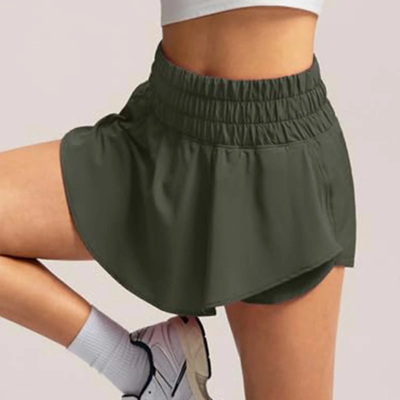 Seamless Shorts for Women Women's High Waist Double Layered Skort For Yoga Fitness Tennis Chic & Summer Workout Gym Shorts