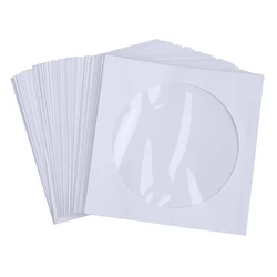 10PCS/50PCS 12.5CM CD DVD Disc Paper Sleeves Envelopes Storage Clear Window Case Flap White Folded Paper Bag