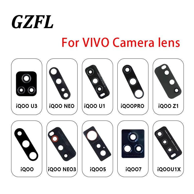 Rear camera glass lens for Vivo iqoo7 5 U3 neo neo3 U1 u1x pro Z1 z5x, with adhesive glue replacement part