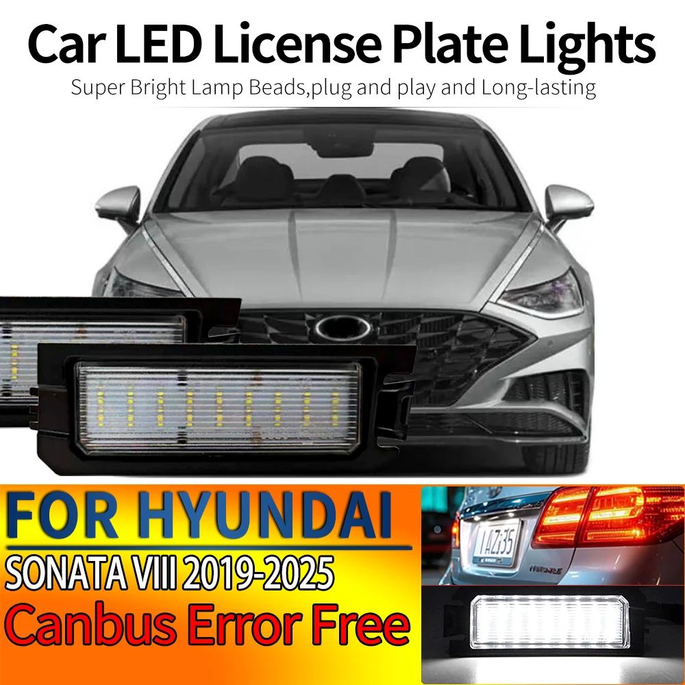 2 Stück Canbus fehlerfreie LED-Kennzeichenbeleuchtung für HYUNDAI SONATA VIII Limousine DN8 (Baujahr 2019-2025) Weiß Plug & Play