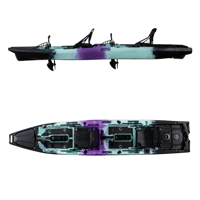 Customized 4.5Meter Two Persons Plastic Boat Pedal Kayak For Lakes And Rivers