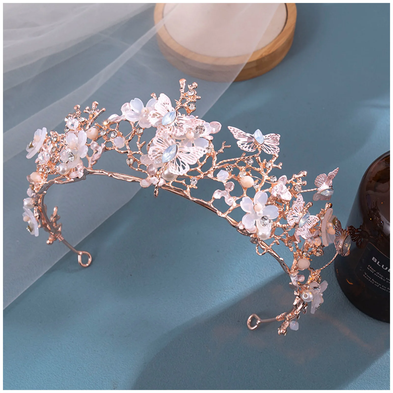 Full Glittering Rhinestones Setting Wedding Crown Sparkly Rhinestones Hair Adjustable Tiara for Masquerade Ball Banquet Cosplay