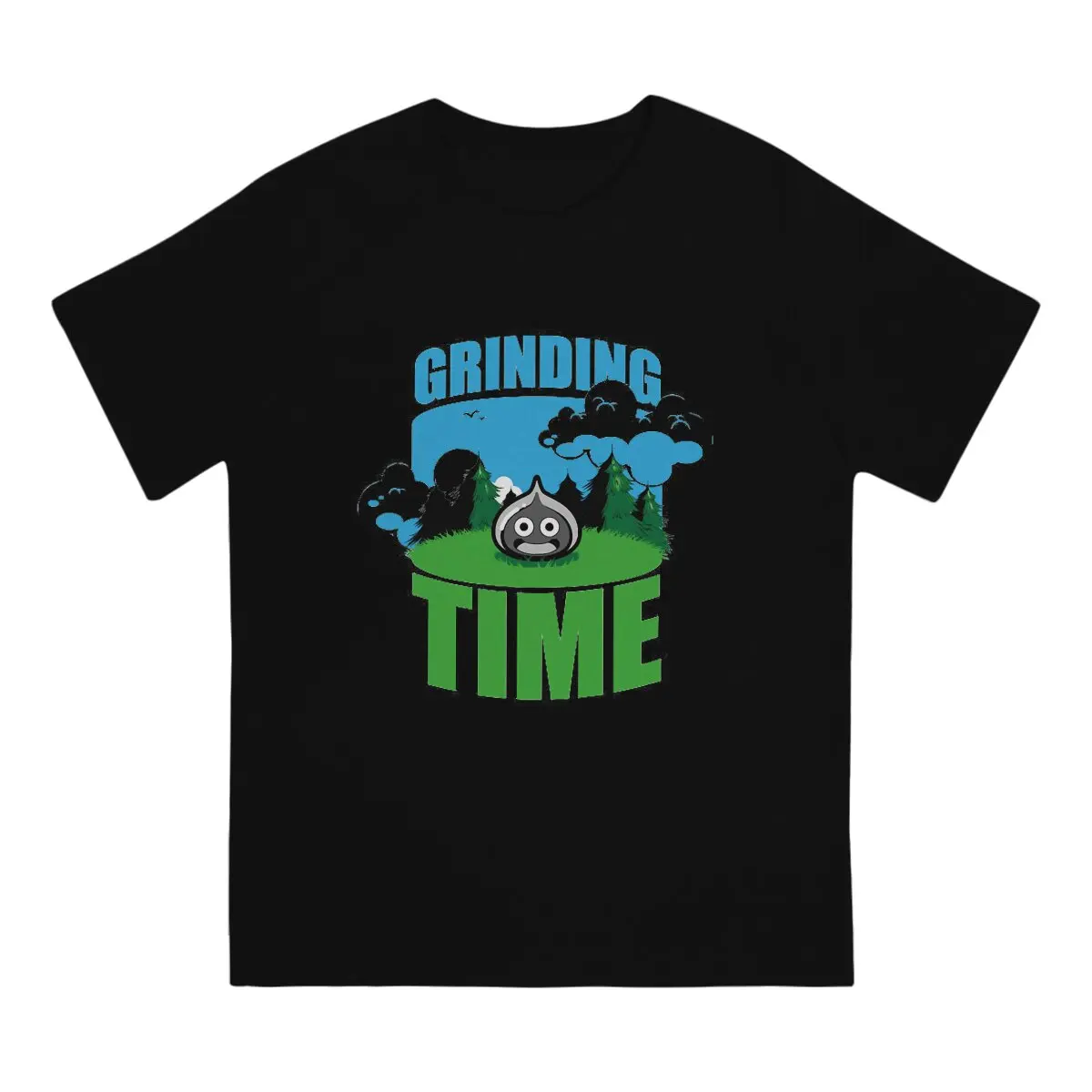 Grinding time Men's T Shirt Dragon Quest Vintage Tees Short Sleeve Crew Neck T-Shirts Pure Cotton Birthday Present Clothes