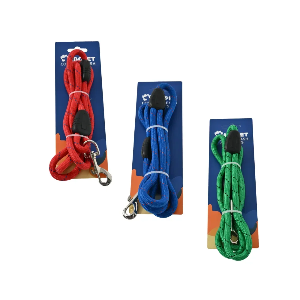 30PCS/Carton 3 Colors Assorted Heavy Duty Braided Nylon Dog Leash Durable Rope Pet Lead with Metal Clasp for Walking Training