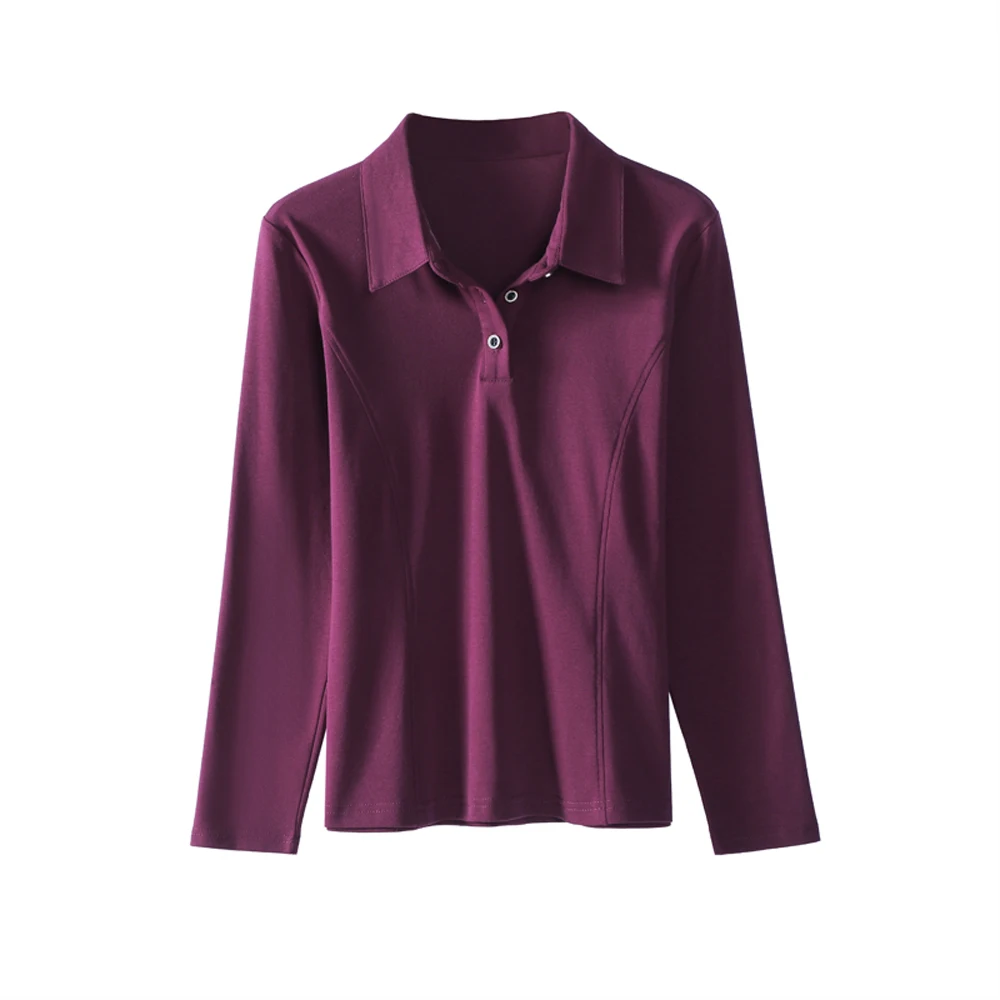 الكورية نمط طويل الأكمام تي شيرت المرأة الخريف الزي الجديد الراقية القطن موضة حجم كبير بولو التلبيب سليم صالح رداء علوي غير رسمي #6