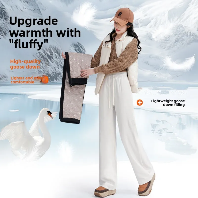 

Women's Goose down Pants Wide Leg Casual Thick Winter New Style High Waist Long Cotton Pants Fashionable Versatile Windproof