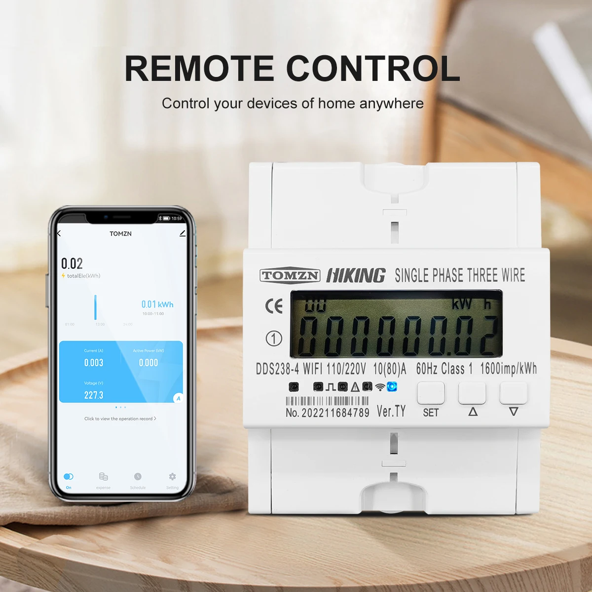 TOMZN 2 Phase 110V+110V 60Hz 80A Din Rail Tuya WIFI Smart Energy Meter Power Consumption Monitor kWh Meter Wattmeter