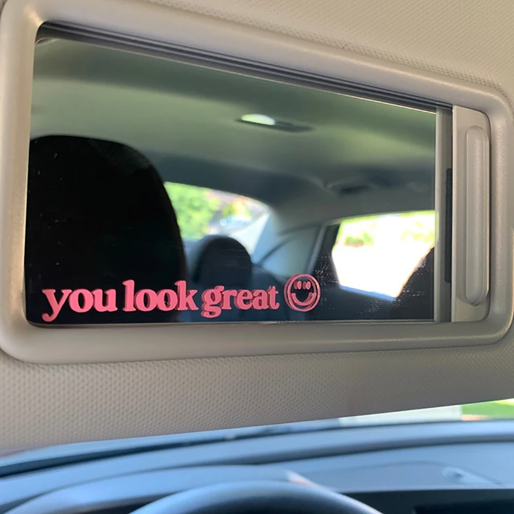 

2 Pcs You Look Great Car Mirror Decals Looking Good Rear View Mirror ClingPositivity Car Mirror Vinyl Stickers Accessories Set