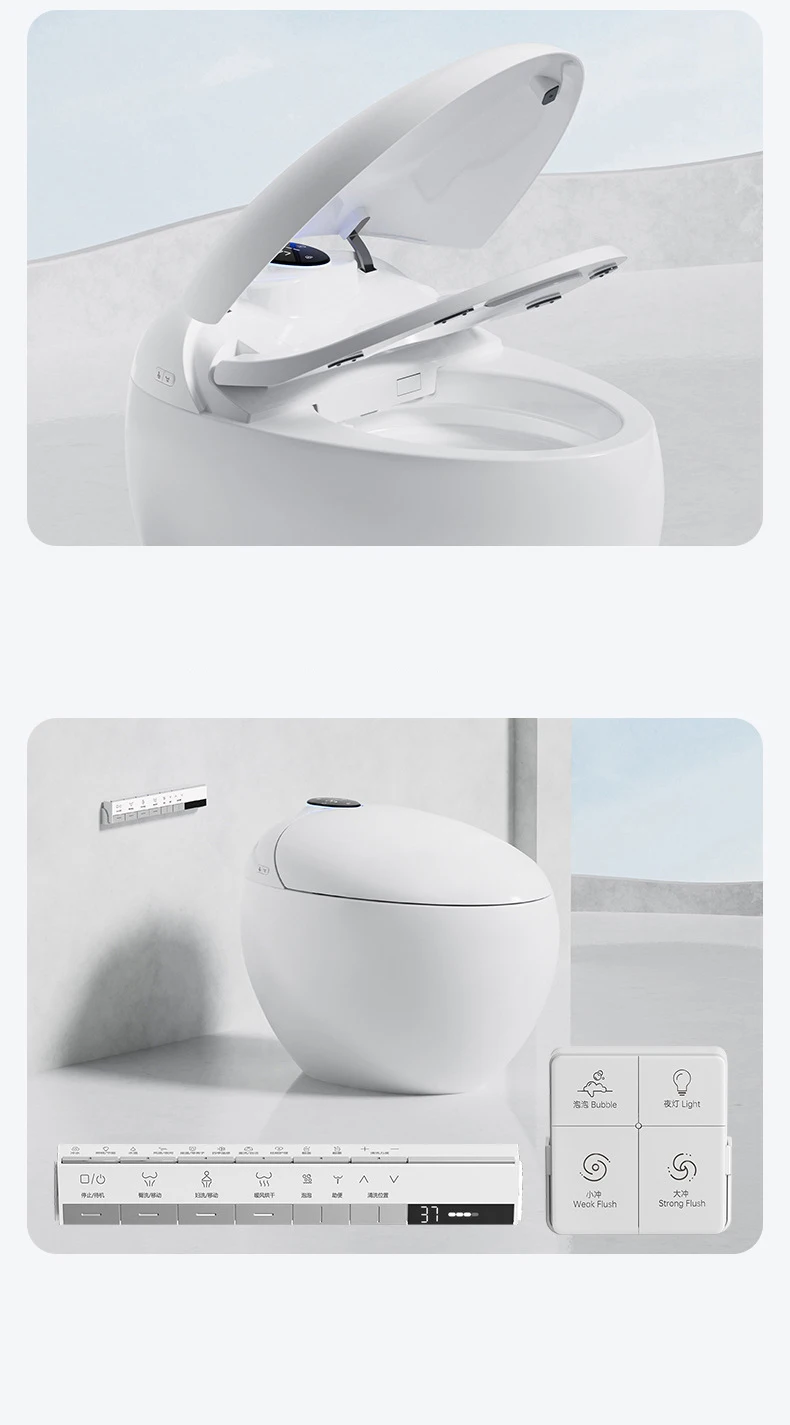 Bagno a forma di uovo Bagno elettrico automatico a filo WC intelligente in ceramica intelligente