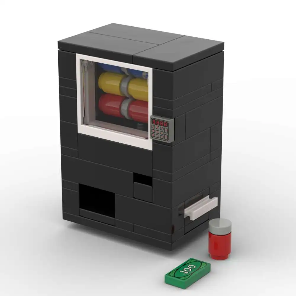 MOC Building Block Model Ornament, Blockman City Daily Necessities Beverage Vending Machine, Mall Street Beverage Machine Model