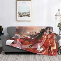 Tian Guan Ci Fu Cartoon Anime Fleece Throw Blanket Hua Cheng Xie Lian TGCF Blanket for Sofa Office Lightweight Plush Thin Quilt