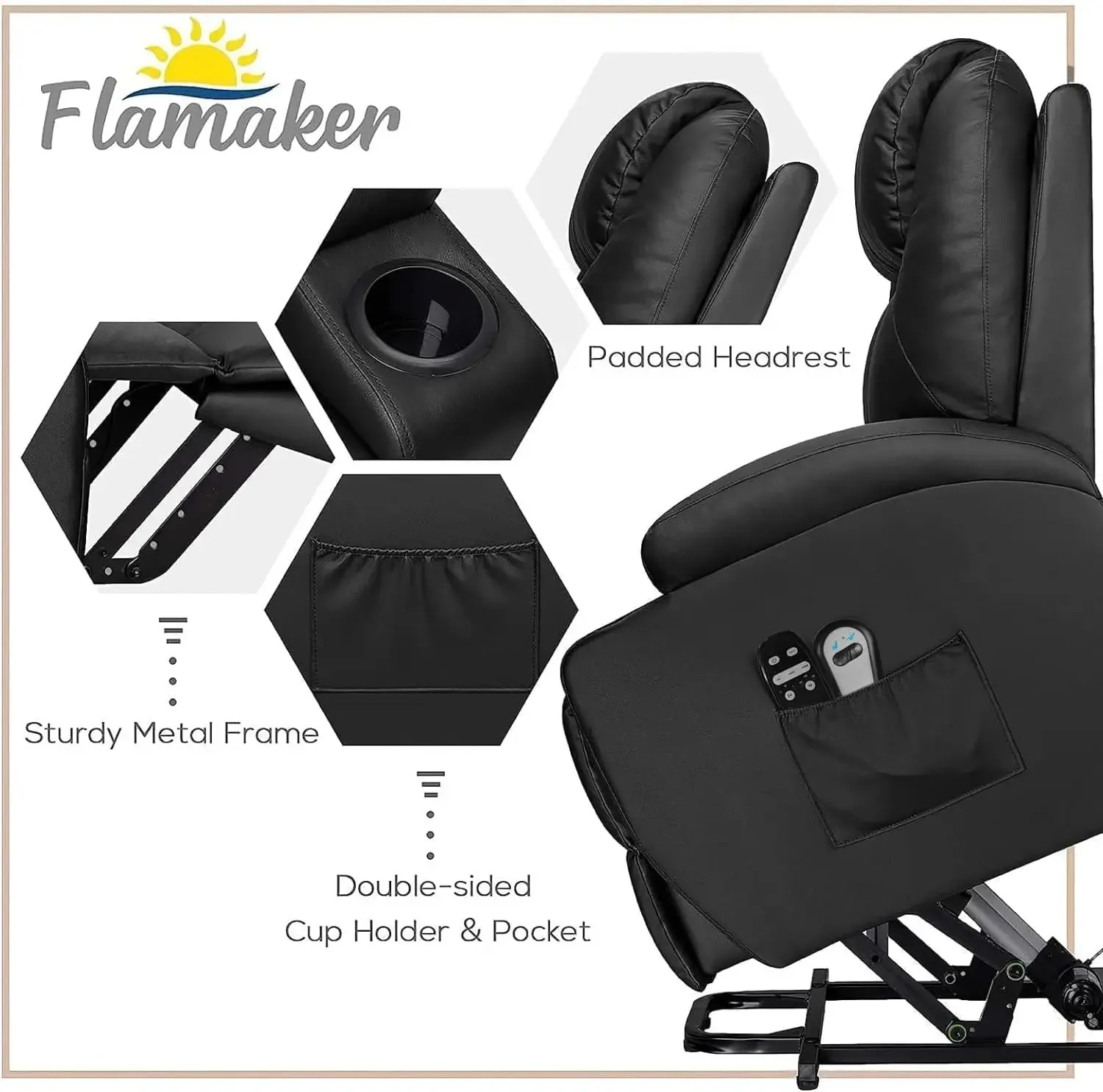 Power Lift Recliner Chair PU Leather for Elderly Ergonomic Lounge Chair Classic Single Sofa