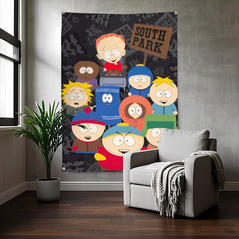 S-South Cartoon-Park Flag Bedroom Living Bar Garden Outdoor Microfiber Festival Decoration Background Art Banner - Image 5