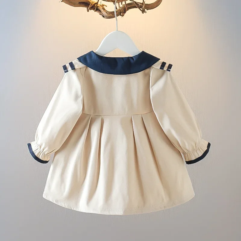 School Small Kid Spring Fall Newborn Baby Girl Clothes Cute Doll Navy Collar Cotton Long Sleeve Toddler Dresses Princess Dress