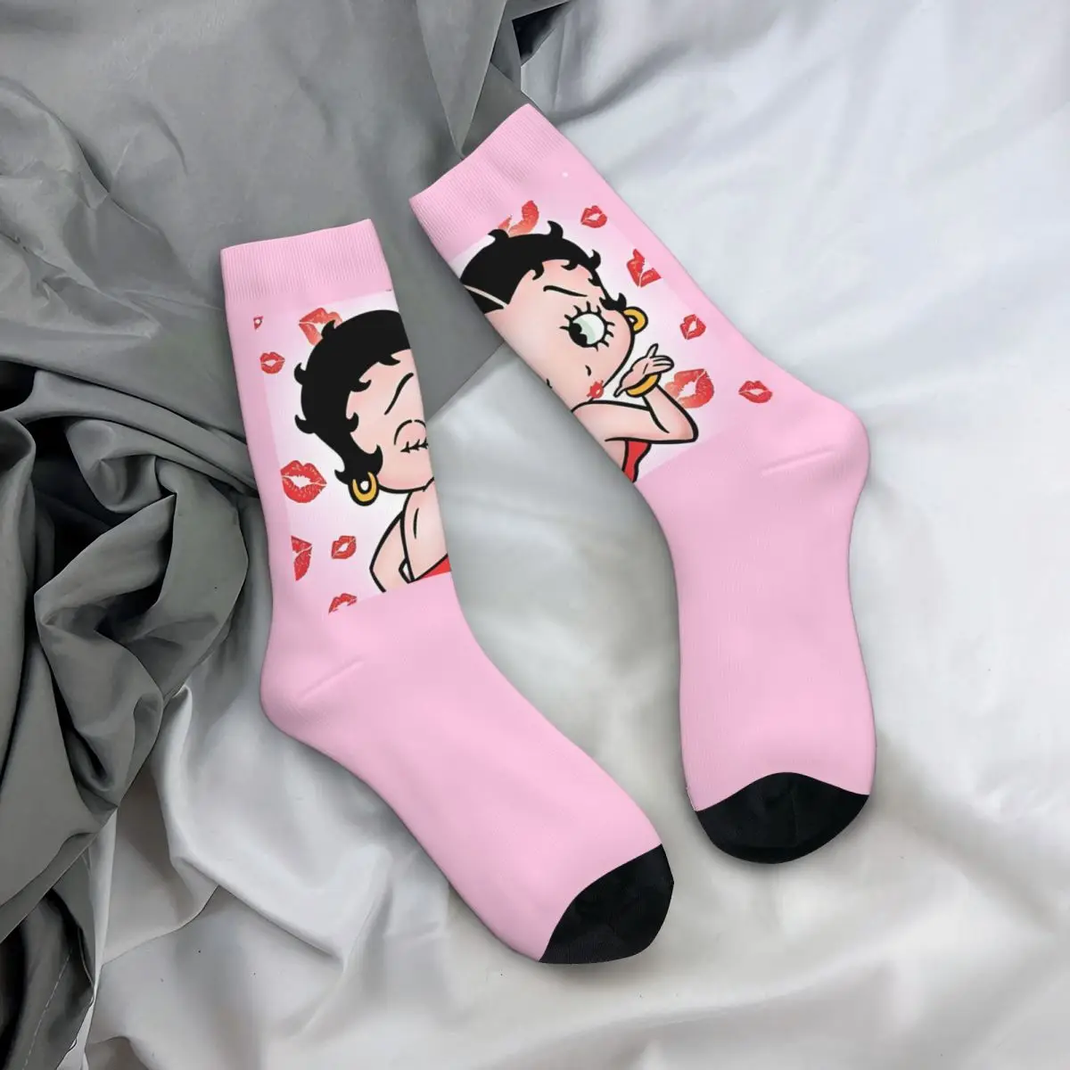 

Mrs Boop Stockings cartoon Printed Casual Socks Autumn Non Skid Socks Men Running Comfortable Socks