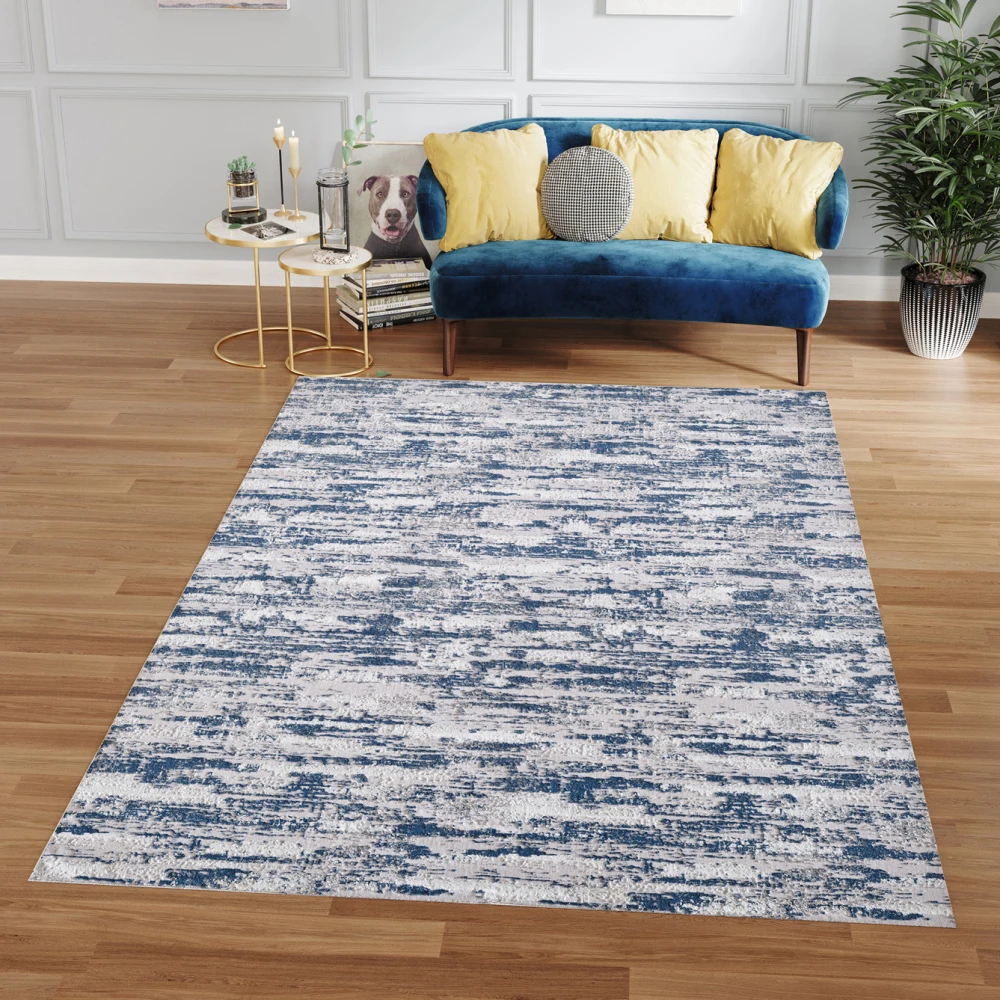 Milano Collection Nautical Navy Blue Woven Area Rug Bedroom, Bedside Blanket Living Room Covered with Large Area Blankets