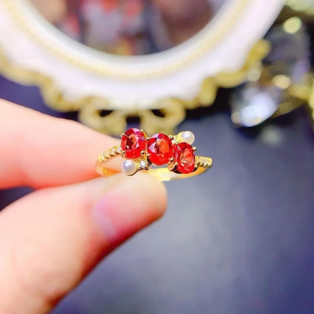 

KJJEAXCMY High End Women's Ring Natural Ruby S925 Silver with Electroplating Boasting High Clarity Full Brilliance Birthday