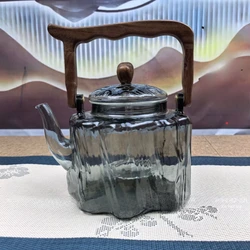 1300 Ml Beam Pot Large Capacity Cooking and Thickening New Teapot High Borosilicate Pyrex Smoke Gray Transparent Color