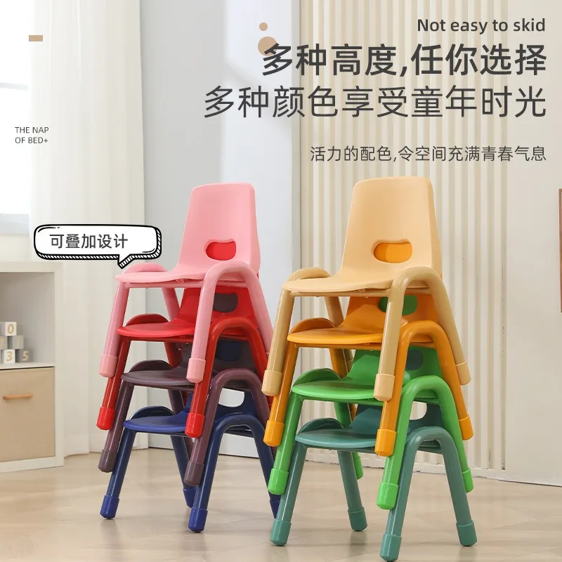 

Красочный пластиковый детский стул со спинкой, сиденье для раннего образования - детская обучающая скамейка, прочный и роскошный утолщенный стул