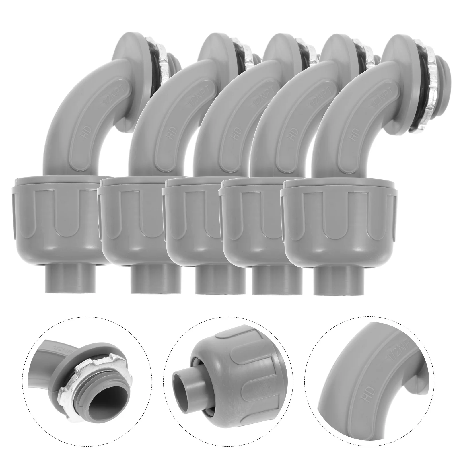 

5pcs 90 Degree Liquid Tight Connector 1/2 Inch Waterproof Electrical Conduit Angle Fitting For Outdoor Lighting Marine Motors