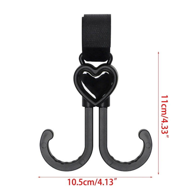 Rotatable รถเข็นเด็ก Hook ปรับ ออแกไนเซอร์ ที่แขวนกระเป๋า Non-Slip Dual-Head Hook