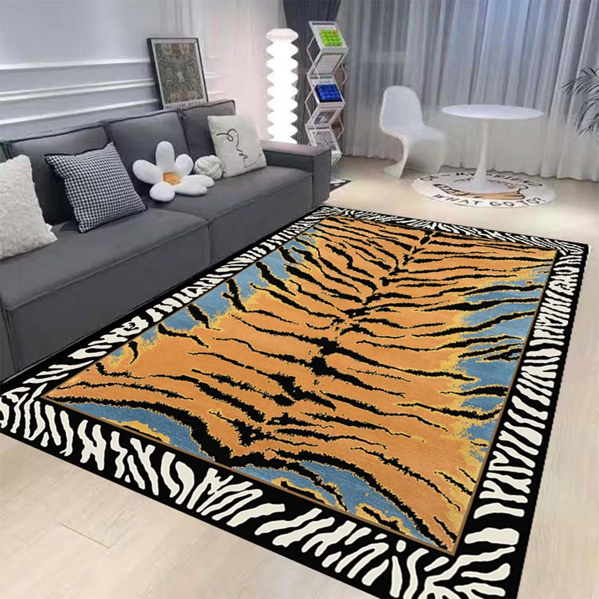 

Luxury Carpet for Living Room Decoration, Large Rug, Leopard, Tiger, Fur Pattern, Non-slip, Machine Washable Floor Mats