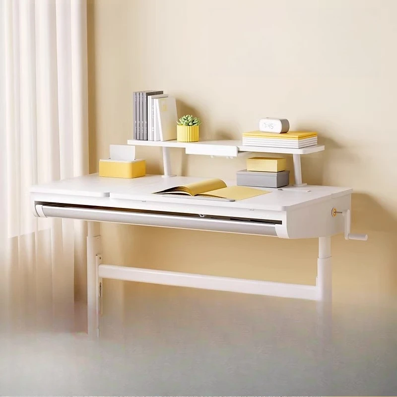 

Children's desk, bookshelf integrated desktop table, raised shelf storage, reading rack for home use